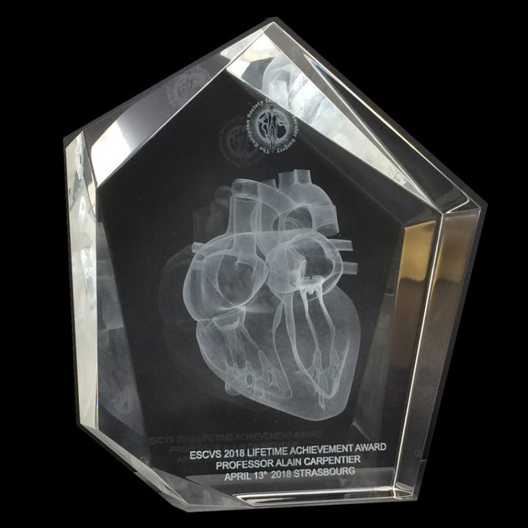 originalshapedtrophywith3Dlaserengravingofaheart Awards In Glass